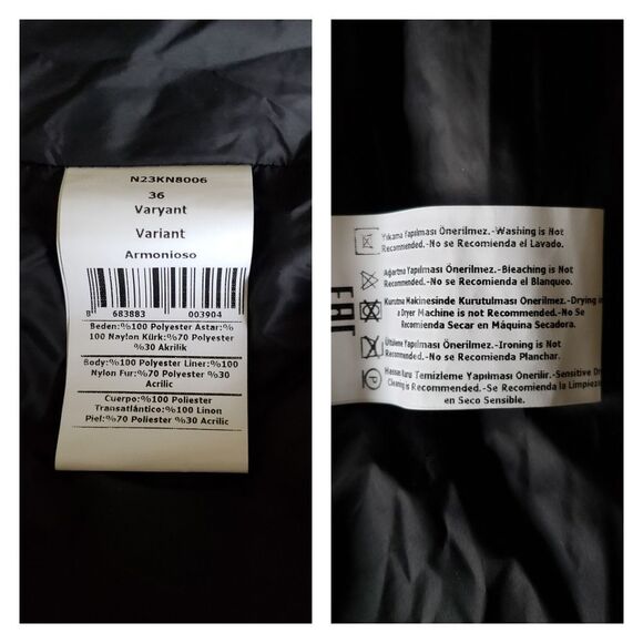 Nocturne Oversized Puffer Jacket Coat Faux Fur Collar Ombre Lined Women Small 36 - Picture 14 of 16